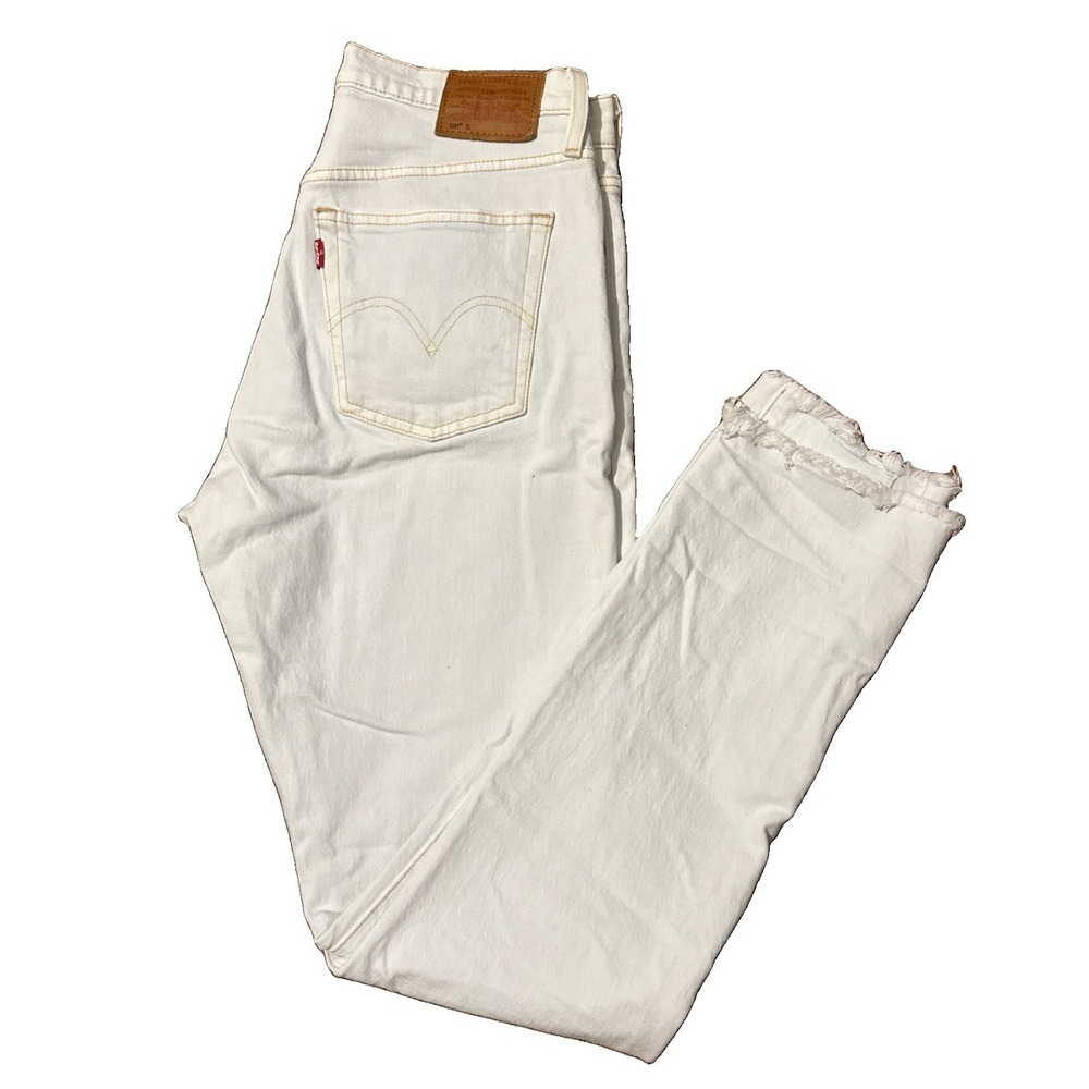 White Levis 501 Women Jeans Size S Skinny Leg High Rise 30x30
